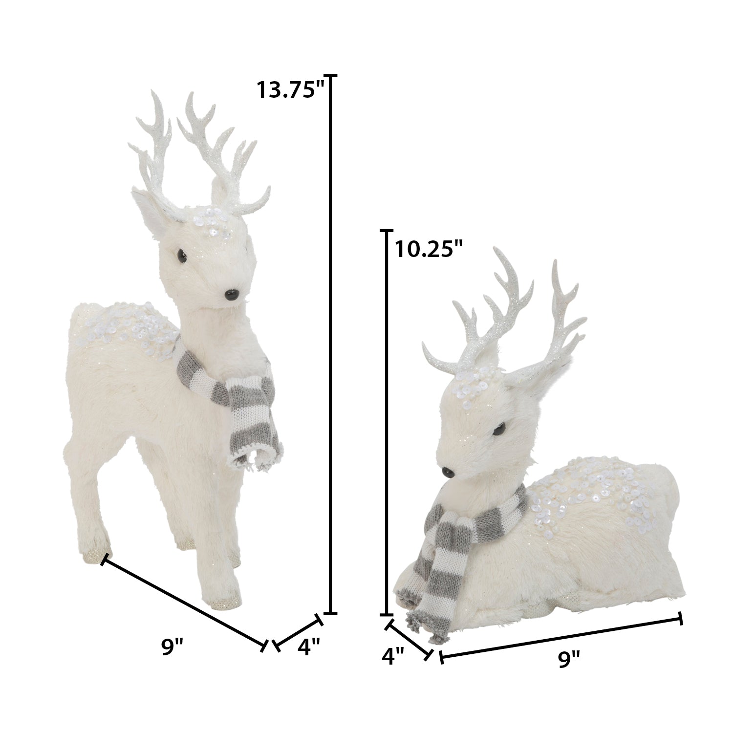 Set of 2 Assorted Deer Figurines with Scarves